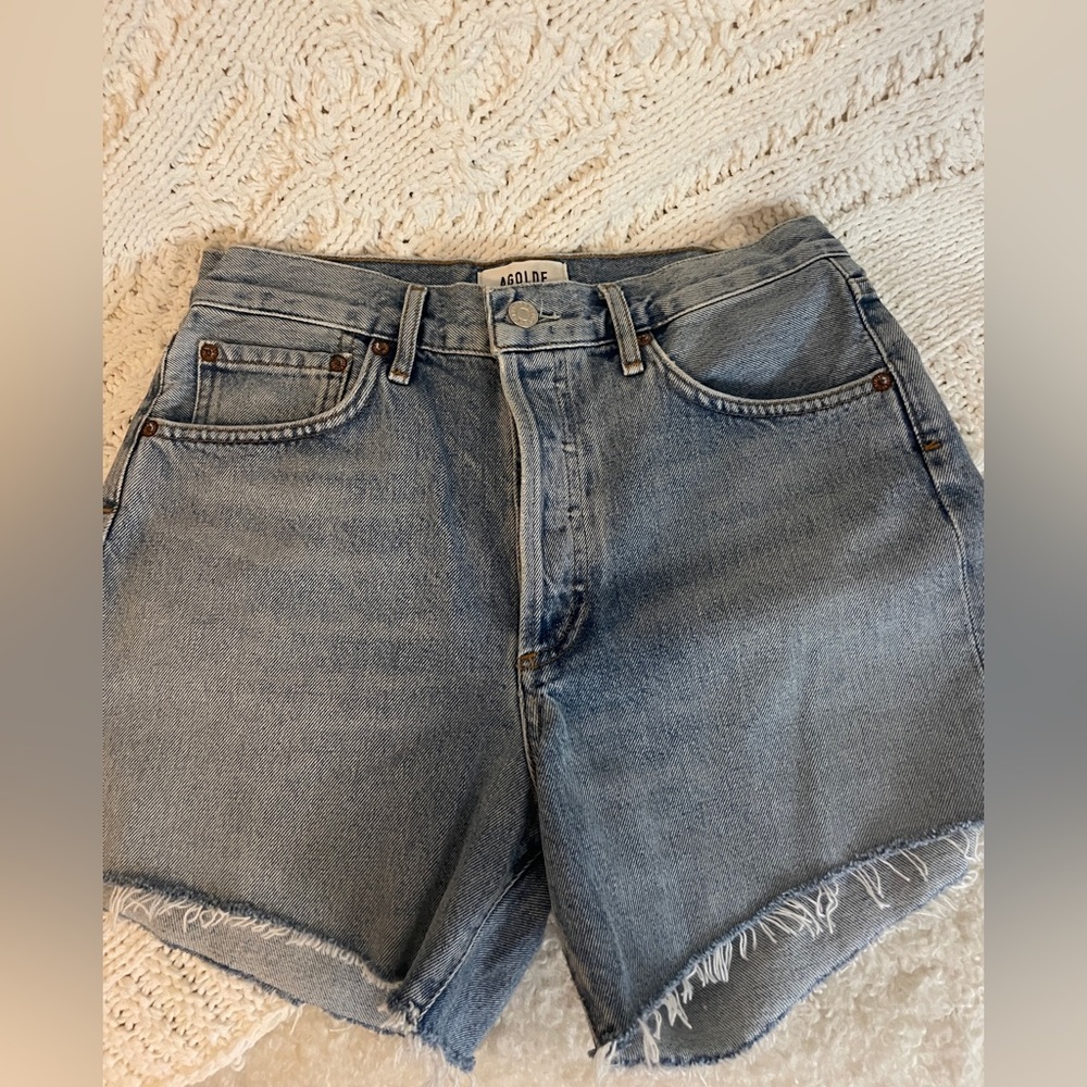 Agolde Light Blue Jean Shorts